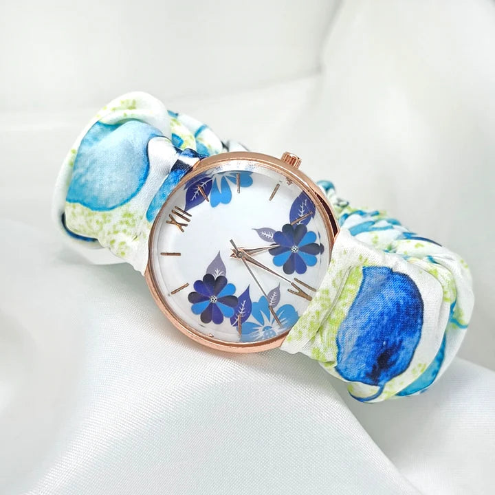 Premium Fairy And Rose Printed Scrunchie Watch