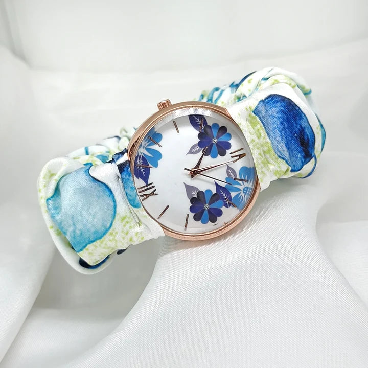 Premium Fairy And Rose Printed Scrunchie Watch